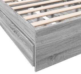 Estrutura de cama c/ gavetas derivados madeira cinza sonoma