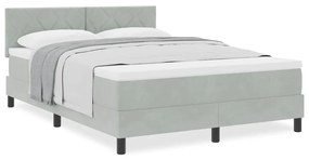 Cama Box com Colchão vidaXL Cinza Claro 140x190 cm Veludo