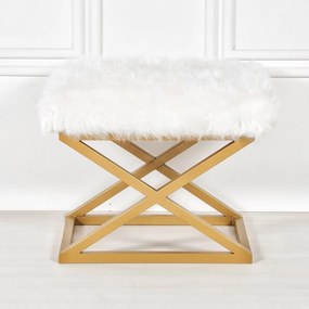 Pouffe Capraz – Gold White – 50 cm x 42 cm x 40 cm
