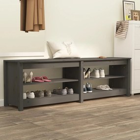 vidaXL Banco sapateira 160x36,5x50 cm pinho maciço cinza