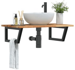 vidaXL Prateleira de parede p/ lavatório aço/madeira de acácia maciça