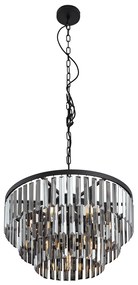 Lustre moderno preto com vidro fumê 9 luzes - Amel Moderno