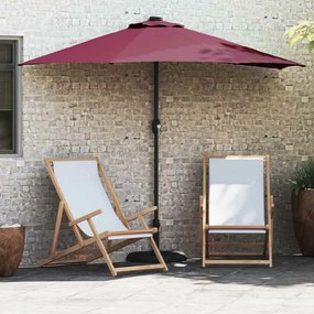 vidaXL Guarda-sol de Jardim Vermelho bordô 294 x 150 x 224 cm tecido