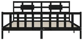 Estrutura de cama com cabeceira 200x200 cm madeira maciça preto
