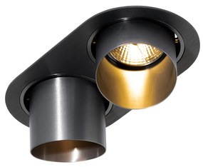 Set van 6 inbouwspots gunmetal GU10 70mm kantelbaar 2-lichts - Installa Moderno