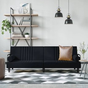 vidaXL Sofá-cama com apoio de braços veludo preto