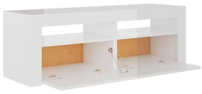 Móvel de TV com luzes LED 120x35x40 cm branco brilhante