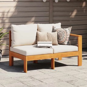 vidaXL Sofá de 2 lugares para jardim c/ 1 apoio de braço acácia maciça