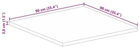 Tampo de mesa quadrado 90x90x3,8 cm mangueira maciça