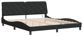 Estrutura de cama com luzes LED 180x200 cm veludo preto