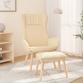 vidaXL Cadeira de descanso com banco p/ pés tecido cor creme