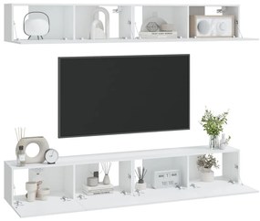 Armários de parede p/ TV 4 pcs 100x30x30 cm branco