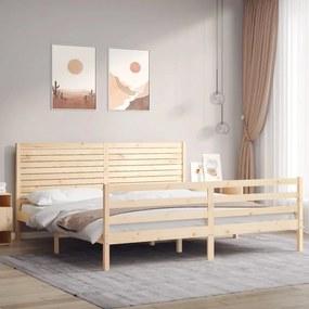 vidaXL Estrutura de cama com cabeceira 200x200 cm madeira maciça