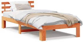 Estrutura de Cama de Madeira Castanho Encerado Madeira Maciça