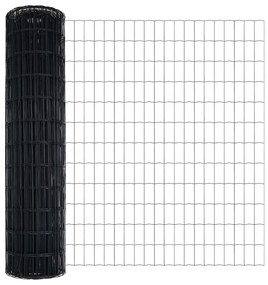Cerca Euro com 13 postes, 1,2 x 25 m, em aço galvanizado cinza