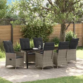 vidaXL Conjunto de Jantar de Jardim de 7 Peças com Almofadas Cinza Poliéster