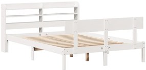 Cama sem colchão 140x200 cm madeira de pinho maciça branco