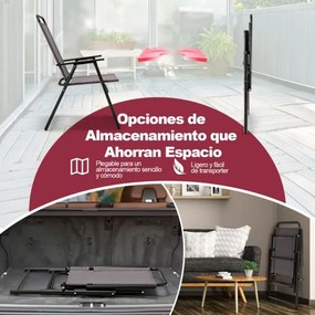 Conjunto de 2 cadeiras dobráveis para jardim exterior com braços e encosto Estrutura triangular para varanda Jardim Cinzentas