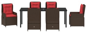 Conjunto de Jantar de Jardim 7 Peças Castanho Vime Poly
