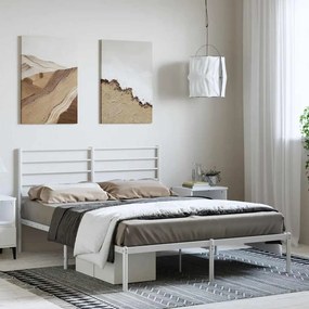 vidaXL Estrutura de cama com cabeceira 150x200 cm metal branco