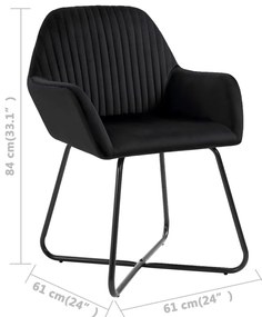 Cadeiras de jantar 2 pcs veludo preto