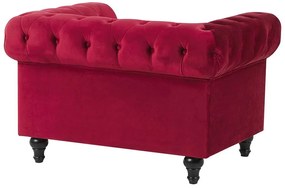 Conjunto de sofás com 4 lugares em veludo vermelho escuro CHESTERFIELD Beliani