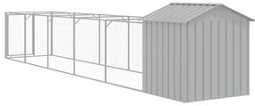 Casota para cães com telhado aço galvanizado cinzento-claro