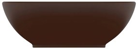 Lavatório luxuoso oval 40x33cm cerâmica castanho-escuro mate
