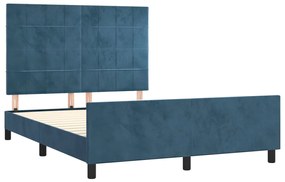 Estrutura de cama sem colchão 140x190 cm veludo azul-escuro