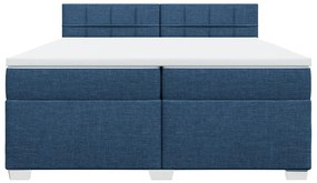 Cama com molas/colchão 200x200 cm tecido azul
