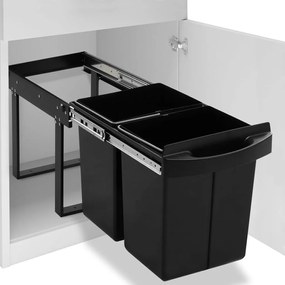 vidaXL Balde do lixo de encastre no armário cozinha fecho suave 48 L