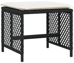 17 pcs conjunto de jantar p/ jardim c/ almofadões vime PE preto