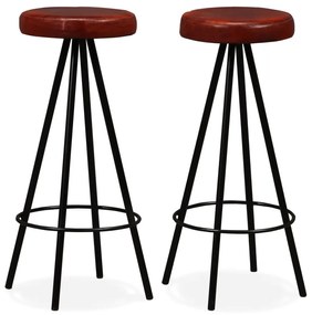 Bancos de bar 2 pcs couro genuíno