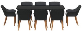 Conjunto de Jantar de Jardim 9 Peças Preto em Polyrattan