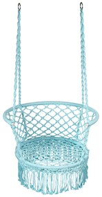 Cadeira Baloiço Jardim com Cordas  de Algodão de Assento Perfeito para Pátio Casa Jardim Azul