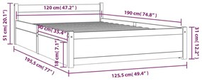 Estrutura de cama c/ gavetas 120x190 cm pequena casal