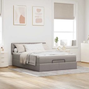 Cama otomana com colchão 140x200 cm tecido cinza