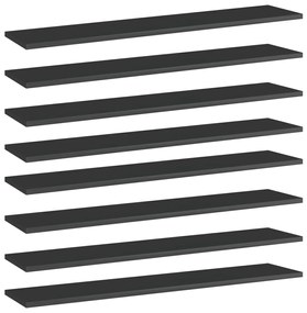 vidaXL Prateleiras estante 8pcs 100x20x1,5cm contrap. preto brilhante