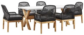 Conjunto de refeições jardim em fibra de cimento com 6 cadeiras em preto e branco OLBIA Beliani