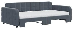 Sofá-cama c/ gavetão/colchões 100x200 cm veludo cinzento-escuro