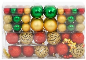 111pcs conj. enfeites Natal poliestireno vermelho/verde/dourado