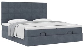 Estrutura cama otomana colchões 180x200 cm cinzento escuro