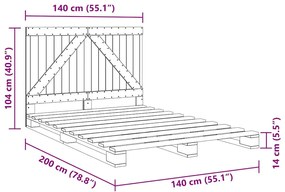 Estrutura de cama com cabeceira 140x200 cm pinho maciço