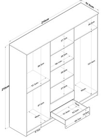 Guarda-roupa BA111 – Nogueira e Branco – 210 cm x 210 cm x 51,5 cm