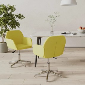 vidaXL Cadeiras de jantar giratórias 2 pcs tecido verde-claro