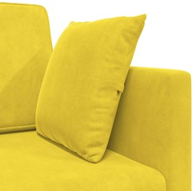 Sofá-Cama de Chão 2 em 1 Amarelo 213x144x60 cm Veludo