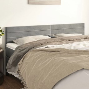 vidaXL Cabeceira de cama 2 pcs veludo 100x5x78/88 cm cinzento-claro