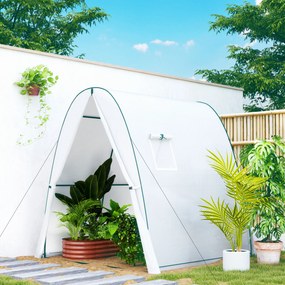 Estufa de jardim 1,8 x 1,8 x 2 m com portas enroláveis e janelas amplas, estufa tipo túnel, branca