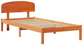Estrado de Cama com Cabeceira Castanho Encerado 90x190 cm Madeira Maci