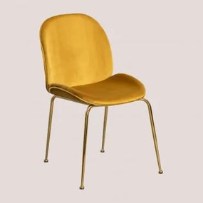 Pack de 4 Cadeiras em Veludo Pary Mostaza & Dourado - Sklum